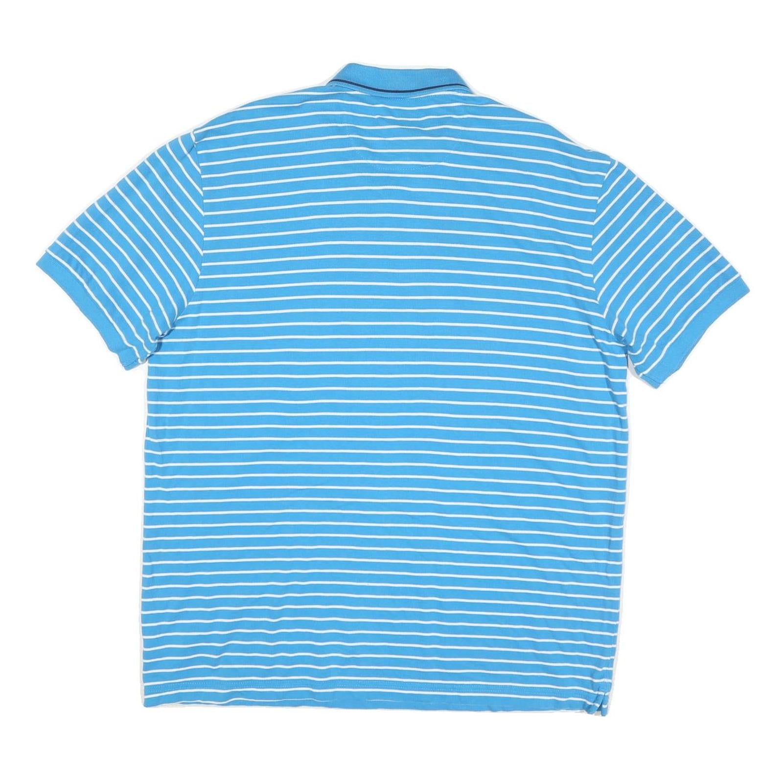 CHAPS Mens Blue & White Striped Short Sleeve Polo Shirt XL Classic Cotton Blend