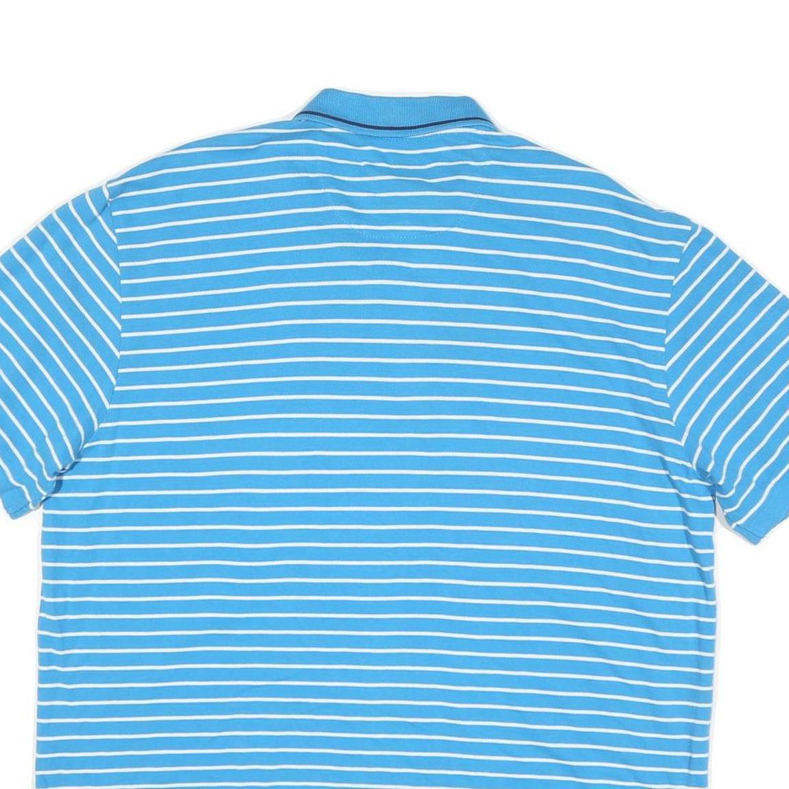 CHAPS Mens Blue & White Striped Short Sleeve Polo Shirt XL Classic Cotton Blend