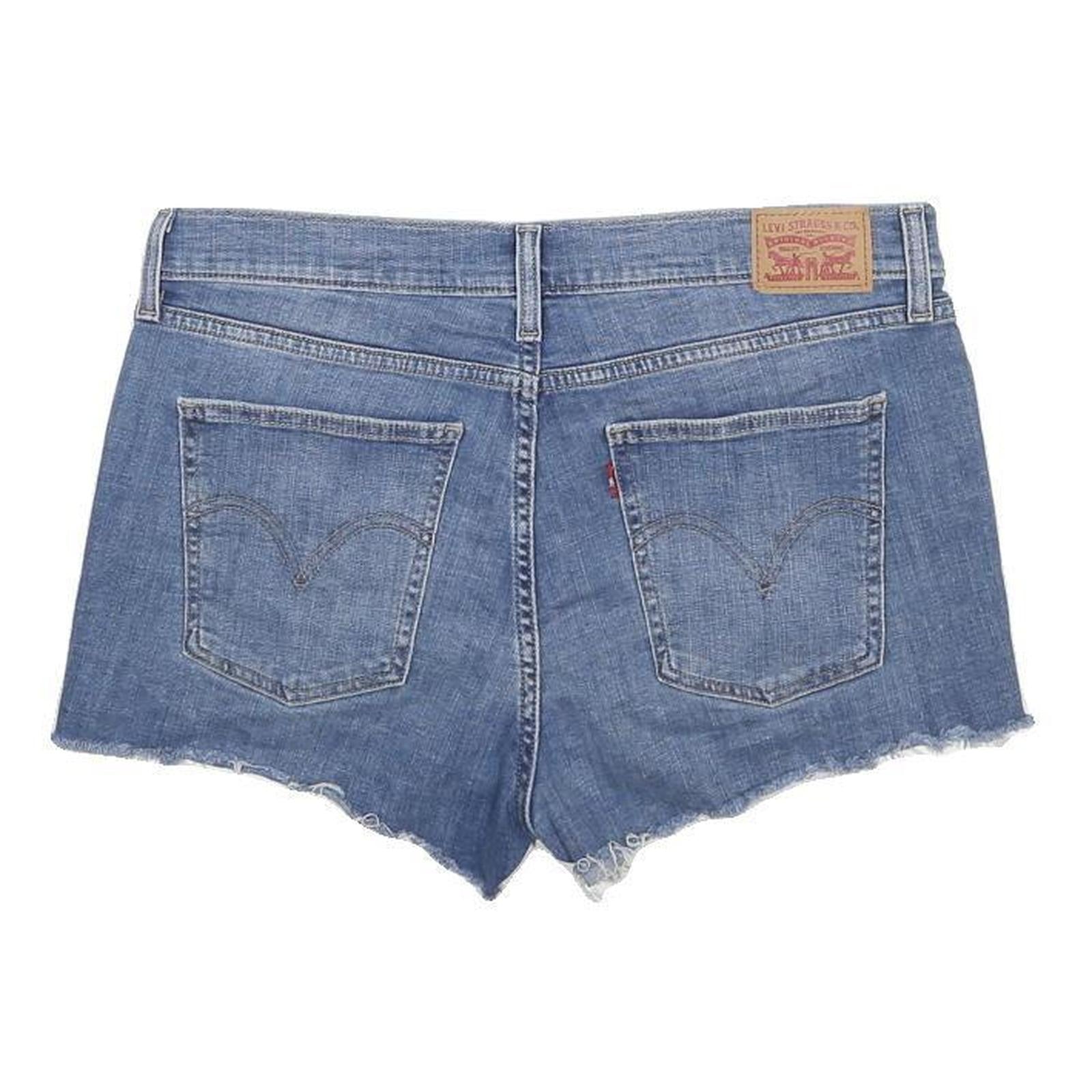 LEVI'S Womens Denim Blue Cotton Blend Cut-Off Shorts M W32 Distressed Style