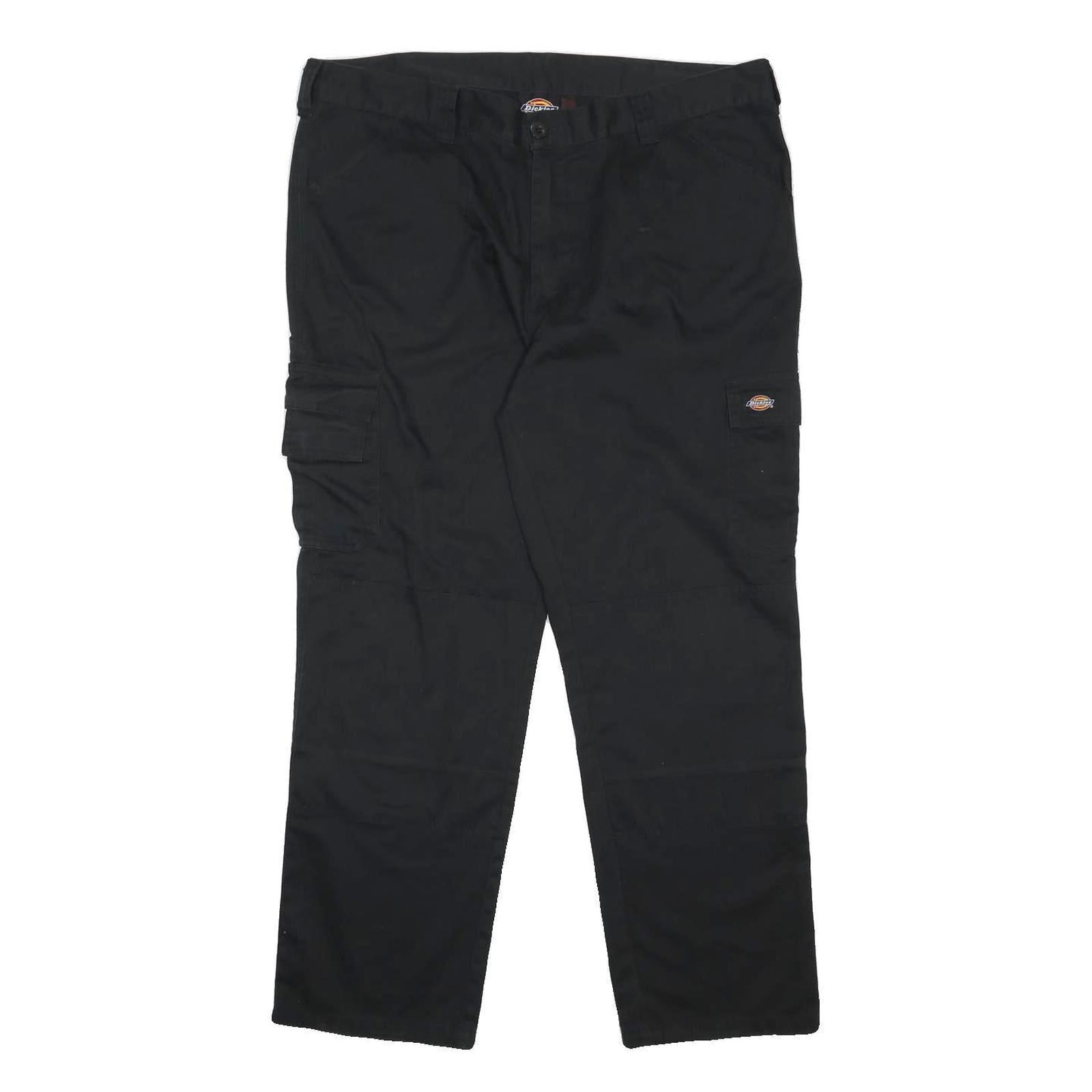 DICKIES Mens Black Regular Fit Straight Leg Cotton Blend Trousers W42 L29