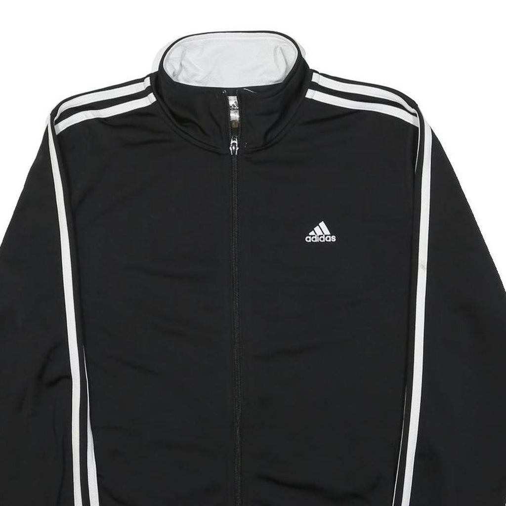 ADIDAS Womens Black Classic Jacket L Cotton Blend Plain Zip Sportswear