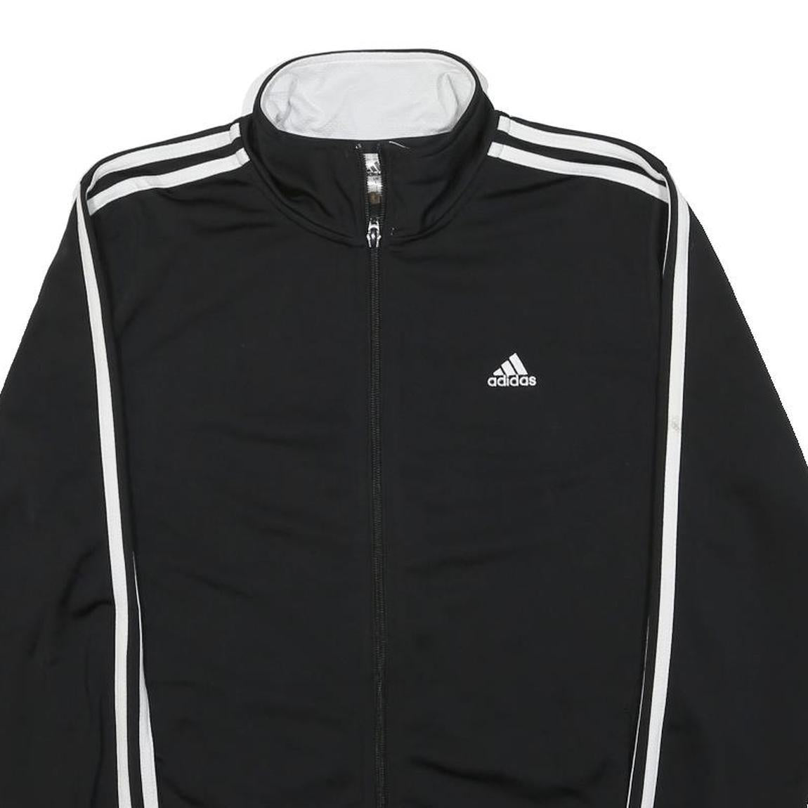 ADIDAS Womens Black Classic Jacket L Cotton Blend Plain Zip Sportswear
