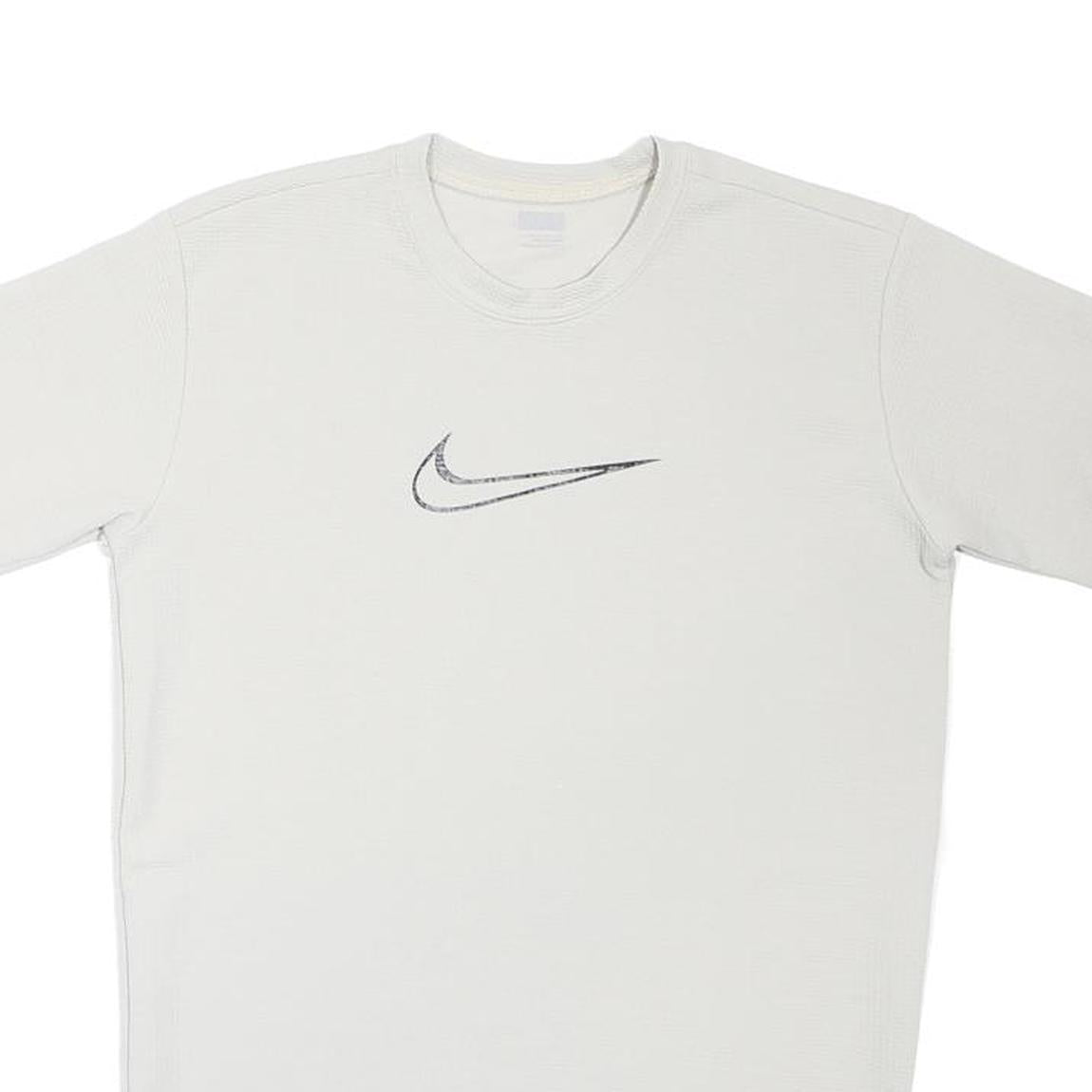 NIKE Boys White L Cotton Blend T-Shirt Short Sleeve Crew Neck Sportswear