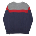 TOMMY HILFIGER Mens Grey & Red & Navy Patterned Cotton Jumper V-Neck Basic Knit