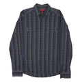 HUGO BOSS Mens Blue & Grey Check Shirt M Cotton Blend Long Sleeve Casual Smart