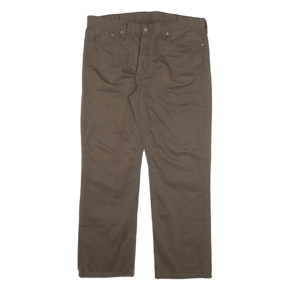 LEVI'S Mens Cotton Blend Brown Regular Straight Trousers W38 L30 Classic Zip