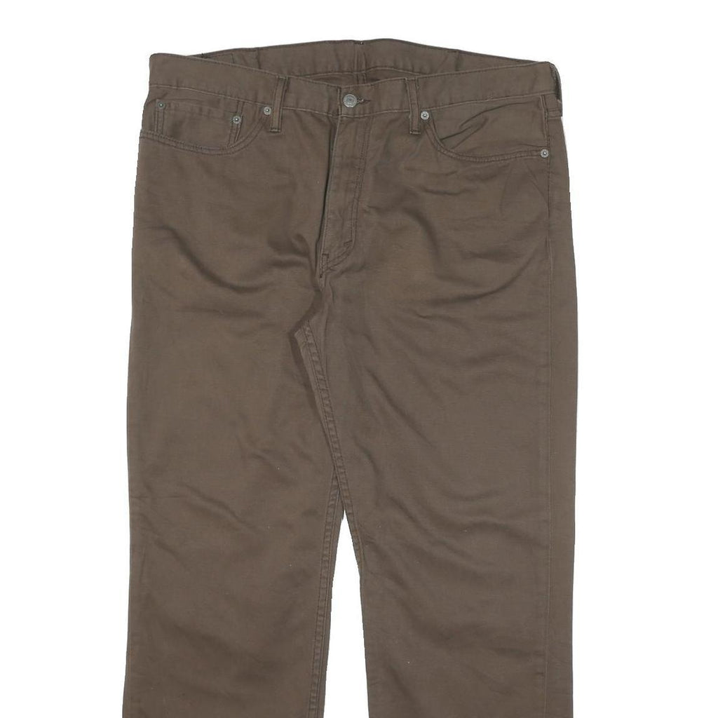 LEVI'S Mens Cotton Blend Brown Regular Straight Trousers W38 L30 Classic Zip