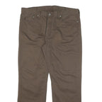 LEVI'S Mens Cotton Blend Brown Regular Straight Trousers W38 L30 Classic Zip