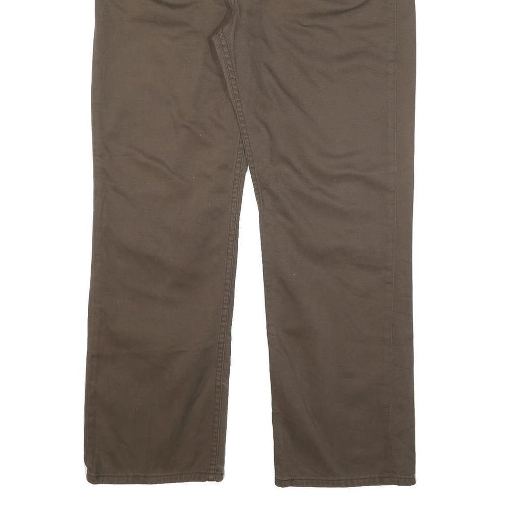 LEVI'S Mens Cotton Blend Brown Regular Straight Trousers W38 L30 Classic Zip
