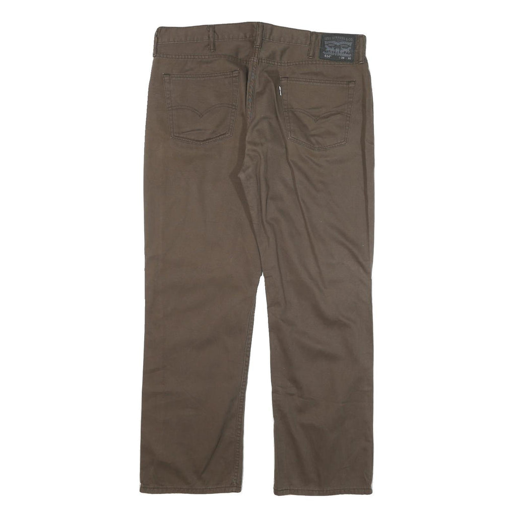 LEVI'S Mens Cotton Blend Brown Regular Straight Trousers W38 L30 Classic Zip