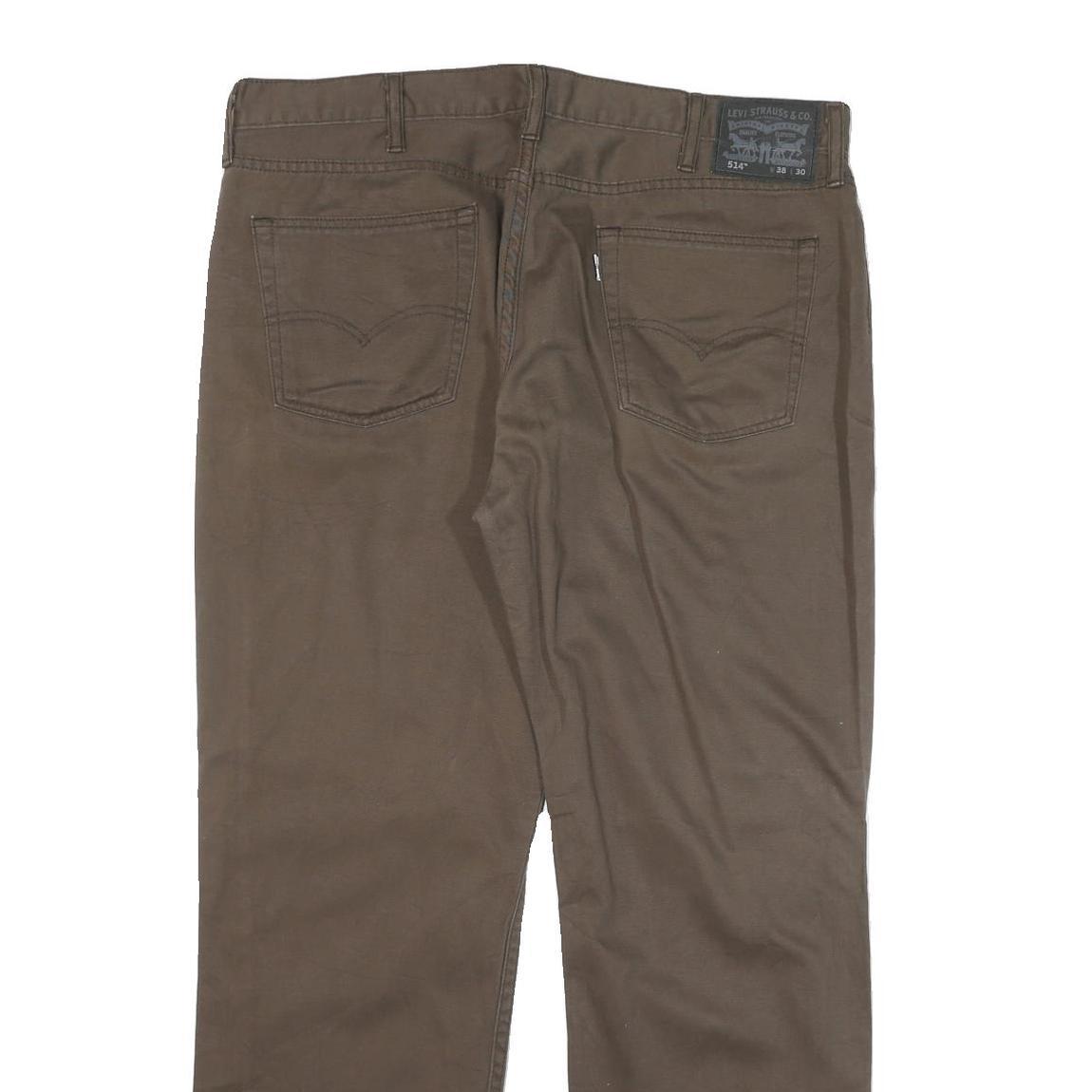 LEVI'S Mens Cotton Blend Brown Regular Straight Trousers W38 L30 Classic Zip