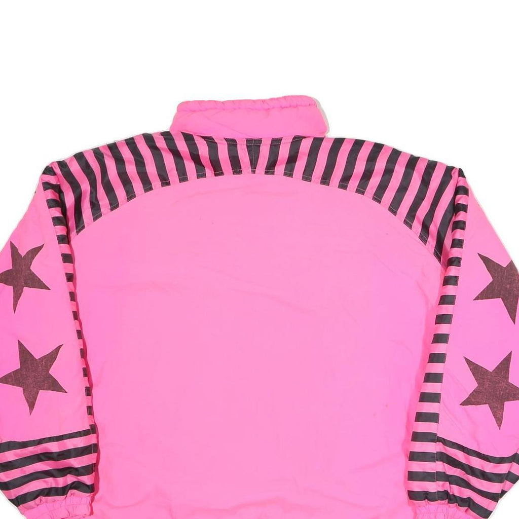 WINDS AND WAVES Womens Pink & Black Star Print Zip Jacket L Polyester Blend