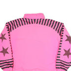 WINDS AND WAVES Womens Pink & Black Star Print Zip Jacket L Polyester Blend