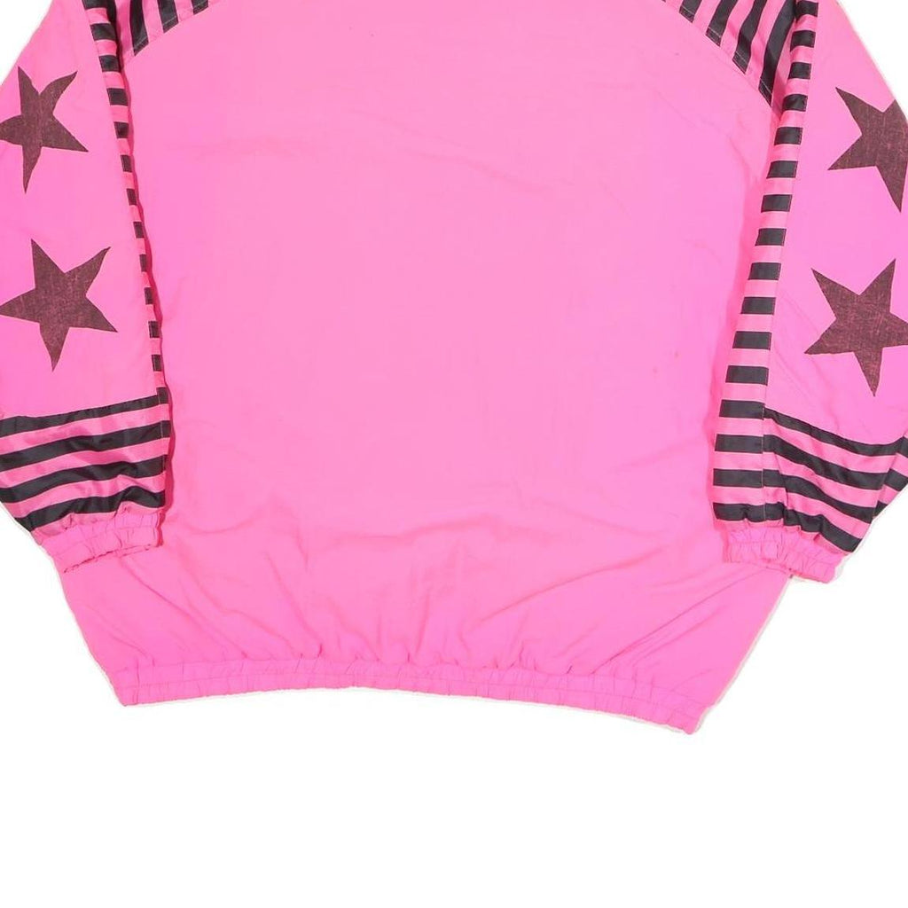 WINDS AND WAVES Womens Pink & Black Star Print Zip Jacket L Polyester Blend