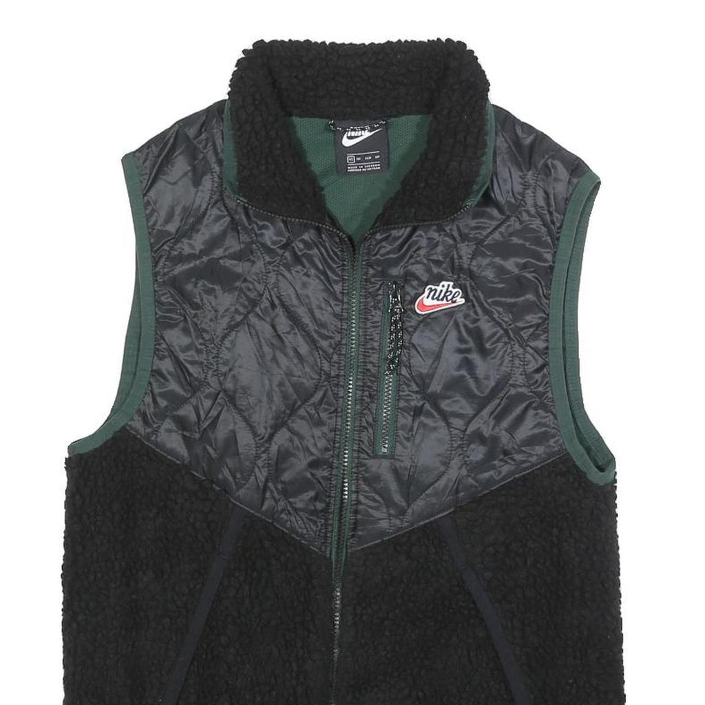 NIKE Womens Black Quilted & Fleece Vest XS Polyester Zip Outdoor Sleeveless