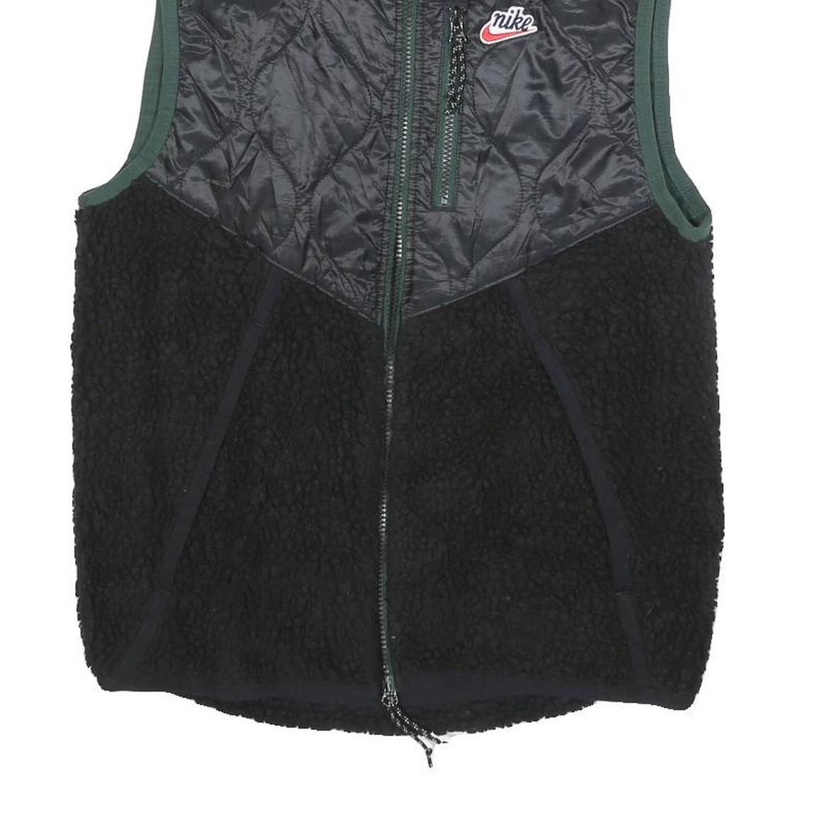 NIKE Womens Black Quilted & Fleece Vest XS Polyester Zip Outdoor Sleeveless