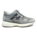 HOGAN Women's Grey Lace-Up Sneakers Synthetic UK 4 Designer Comfortable Casual