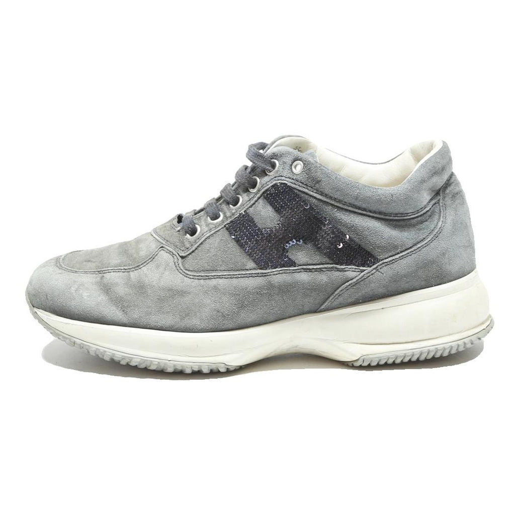 HOGAN Women's Grey Lace-Up Sneakers Synthetic UK 4 Designer Comfortable Casual