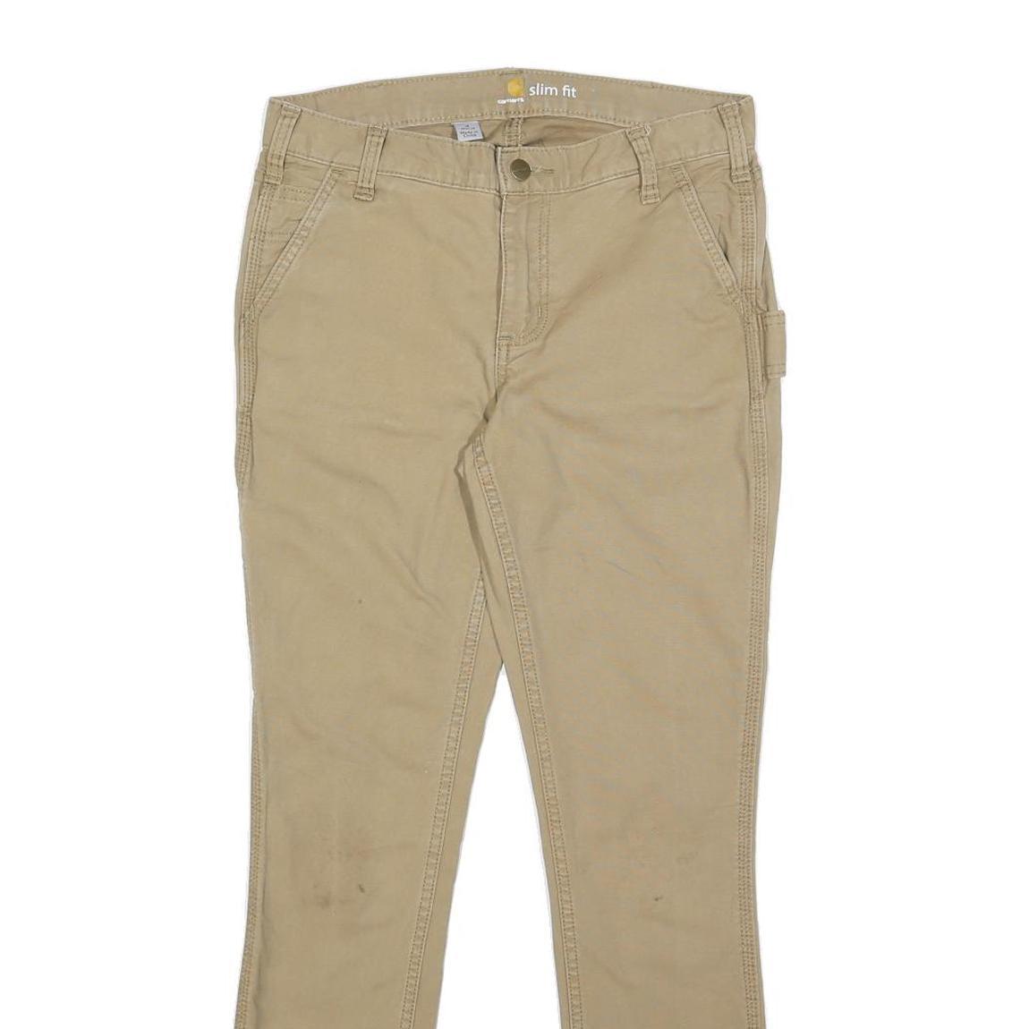CARHARTT Womens Cotton Blend Beige Slim Fit Skinny Trousers W28 L29 Utility