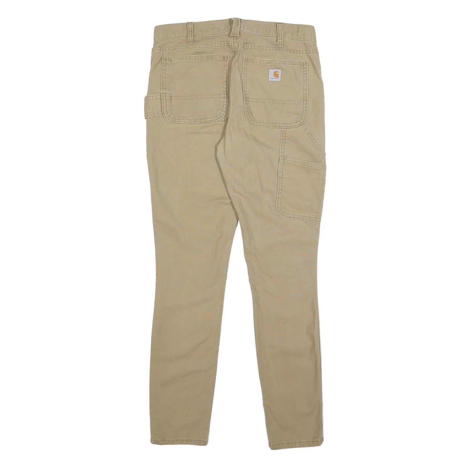 CARHARTT Womens Cotton Blend Beige Slim Fit Skinny Trousers W28 L29 Utility