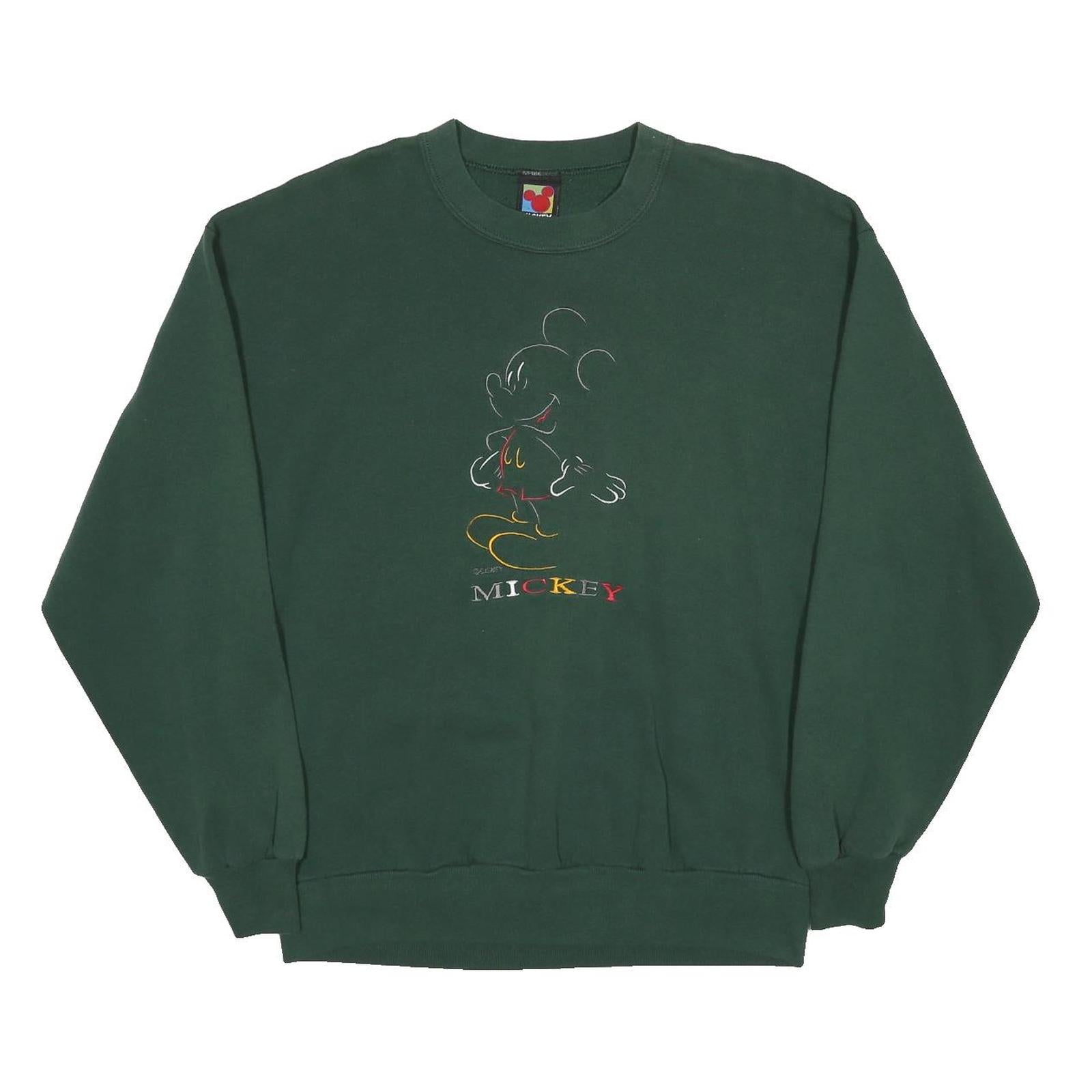 MICKEY UNLIMITED Mens Green Crew Neck L Cartoon Character Cotton Blend