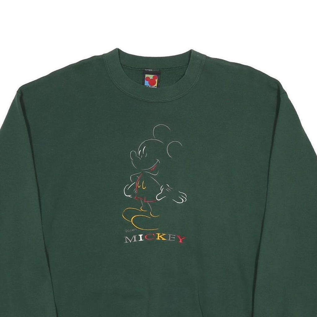 MICKEY UNLIMITED Mens Green Crew Neck L Cartoon Character Cotton Blend