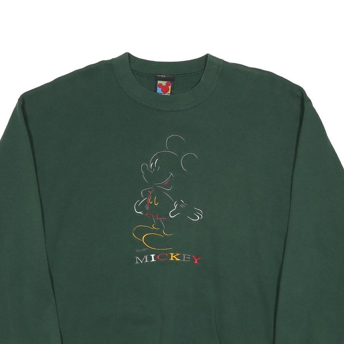 MICKEY UNLIMITED Mens Green Crew Neck L Cartoon Character Cotton Blend
