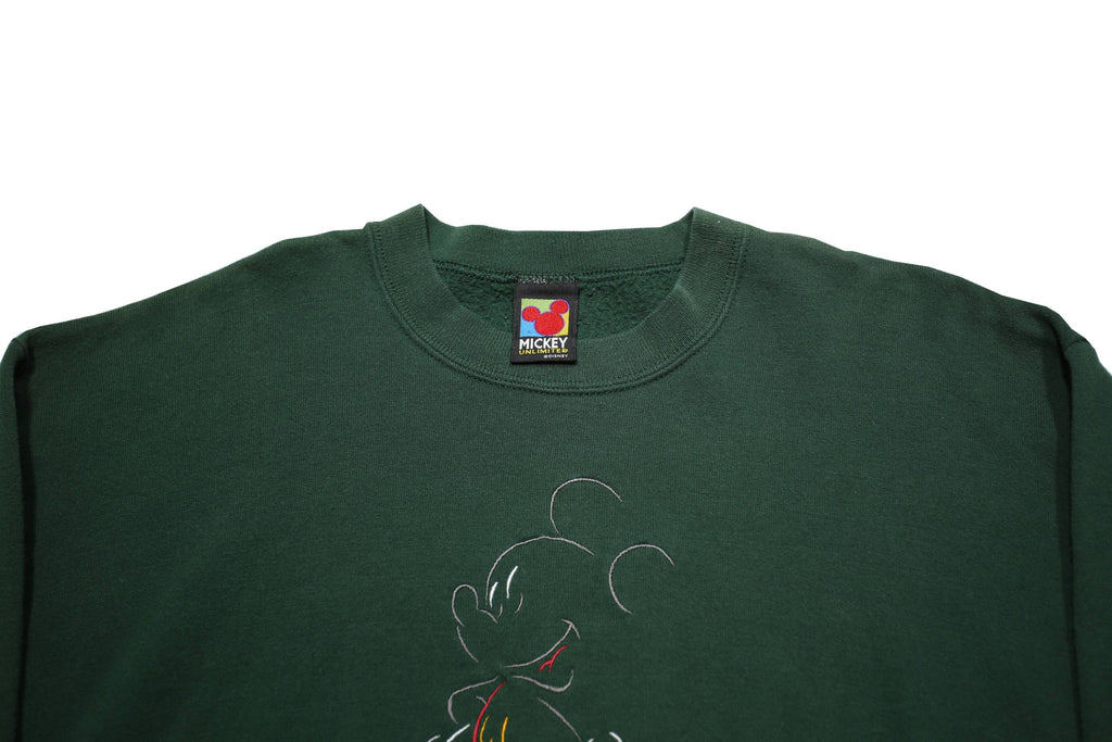 MICKEY UNLIMITED Mens Green Crew Neck L Cartoon Character Cotton Blend