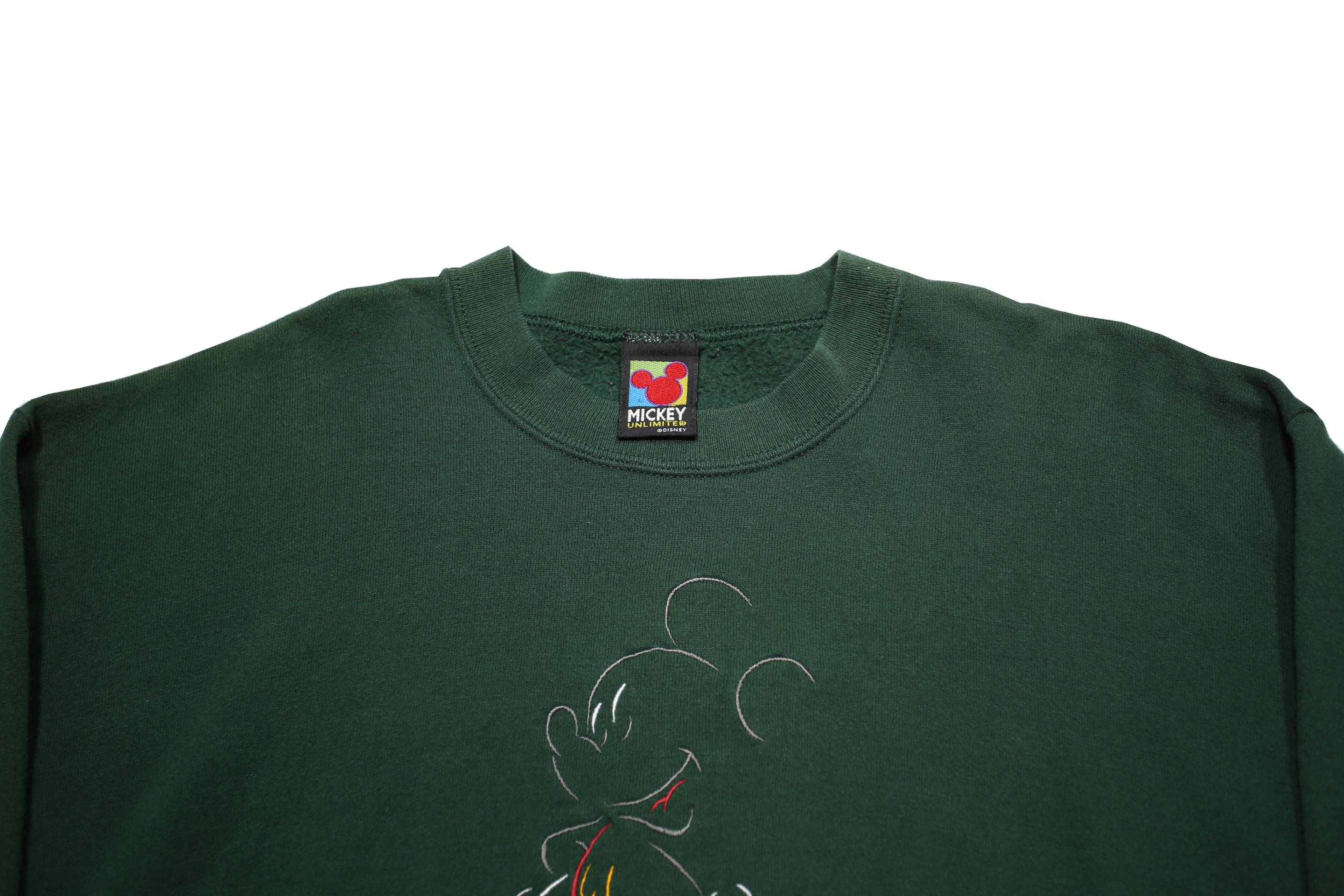 MICKEY UNLIMITED Mens Green Crew Neck L Cartoon Character Cotton Blend