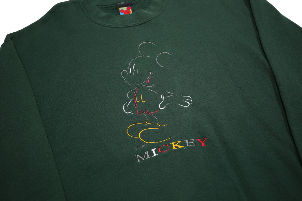 MICKEY UNLIMITED Mens Green Crew Neck L Cartoon Character Cotton Blend