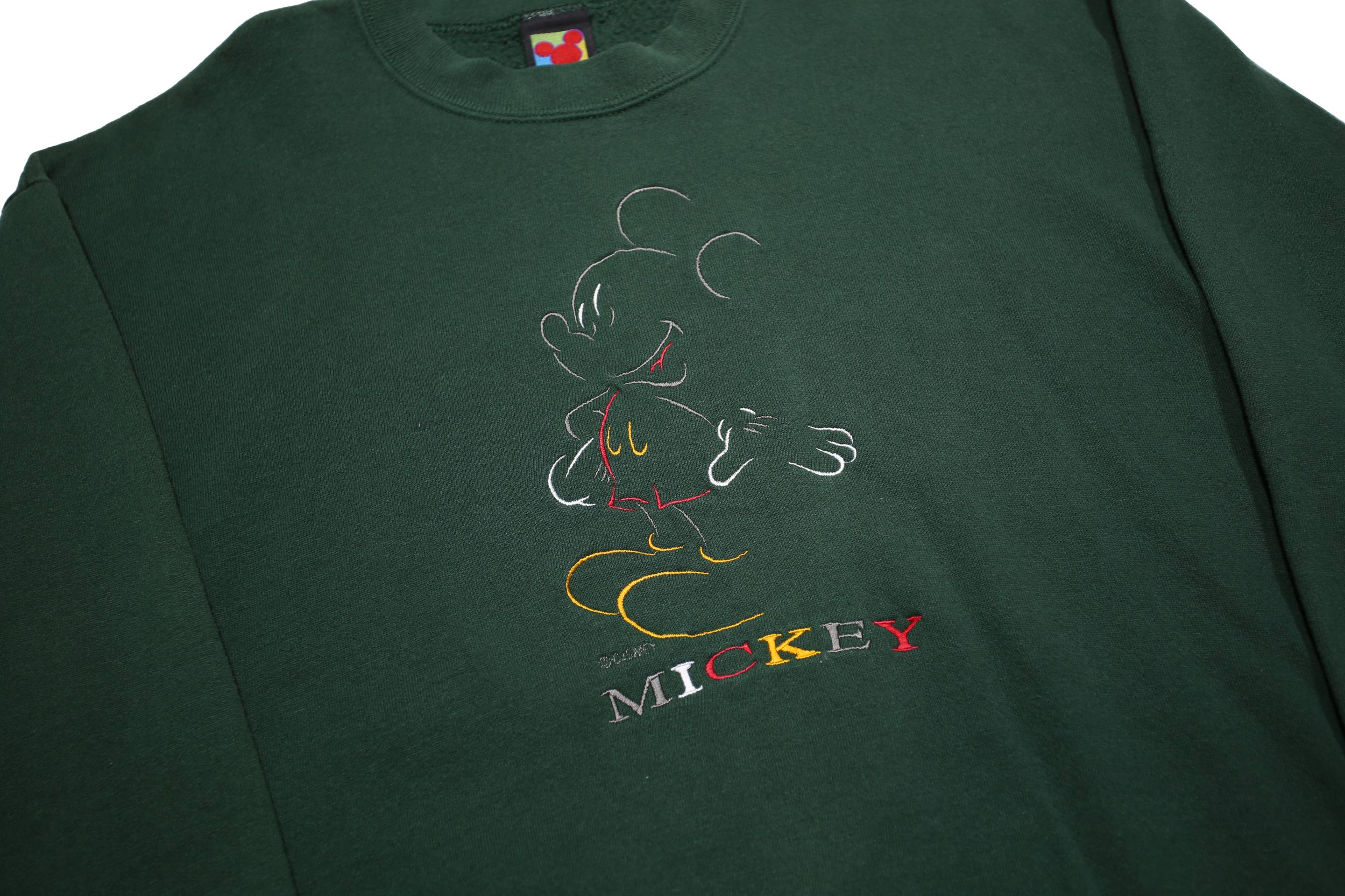 MICKEY UNLIMITED Mens Green Crew Neck L Cartoon Character Cotton Blend
