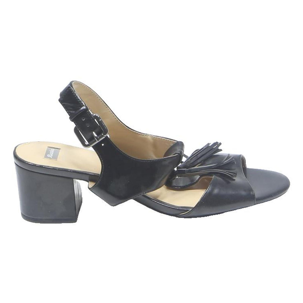 BATA Ladies Womens Tassel Detail Slingback Leather Black Sandals UK 8 Stylish