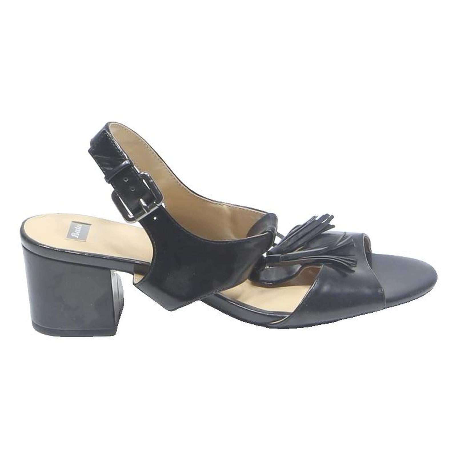 BATA Ladies Womens Tassel Detail Slingback Leather Black Sandals UK 8 Stylish