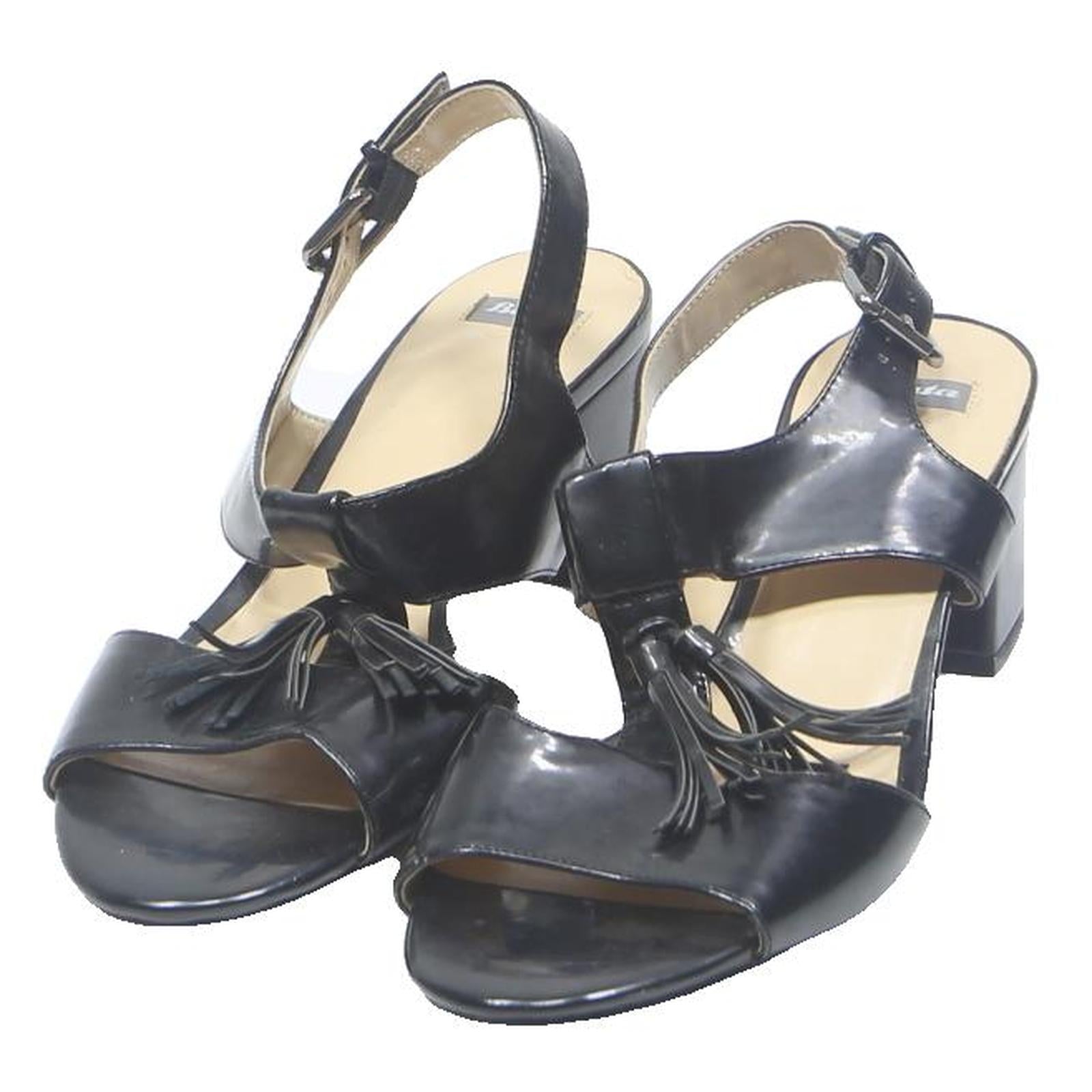 BATA Ladies Womens Tassel Detail Slingback Leather Black Sandals UK 8 Stylish