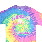 HANES Mens Multicolour Tie Dye Graphic T-Shirt M Short Sleeve Crew Neck Peace