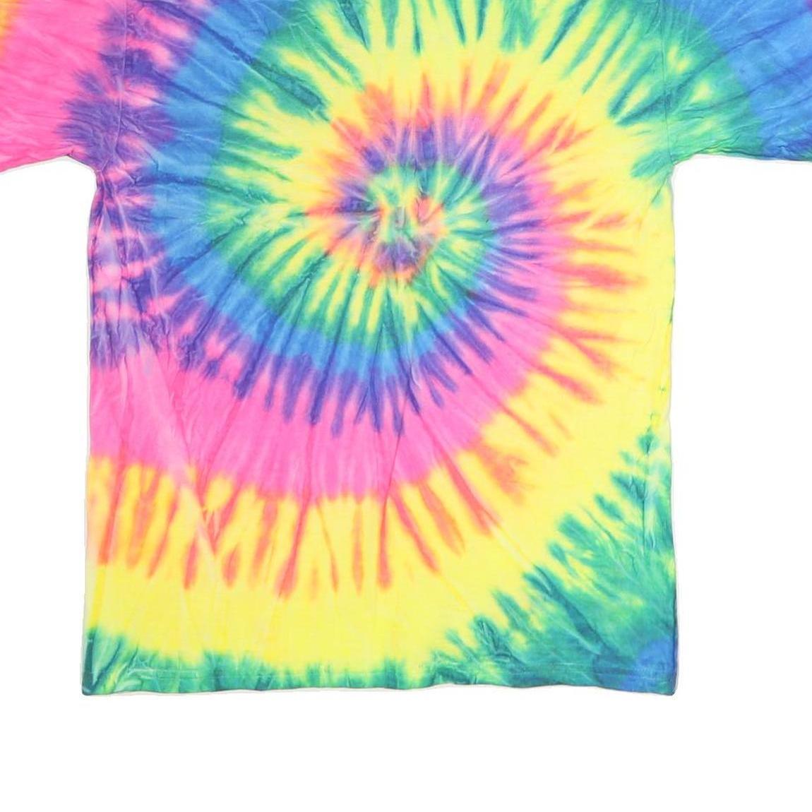 HANES Mens Multicolour Tie Dye Graphic T-Shirt M Short Sleeve Crew Neck Peace