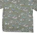 BATICK BAY Mens Green Rayon Hawaiian Shirt L Tropical Print Button Up Casual