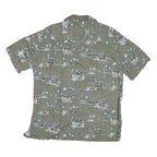 BATICK BAY Mens Green Rayon Hawaiian Shirt L Tropical Print Button Up Casual