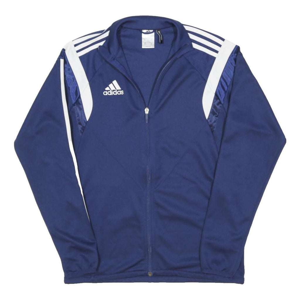 ADIDAS Mens Blue & White Track Jacket S Polyester Blend Zip Casual Sportswear