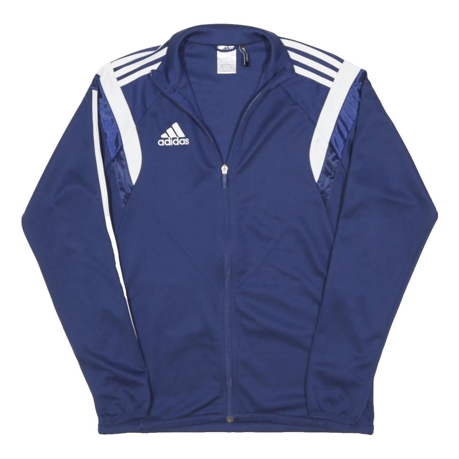 ADIDAS Mens Blue & White Track Jacket S Polyester Blend Zip Casual Sportswear