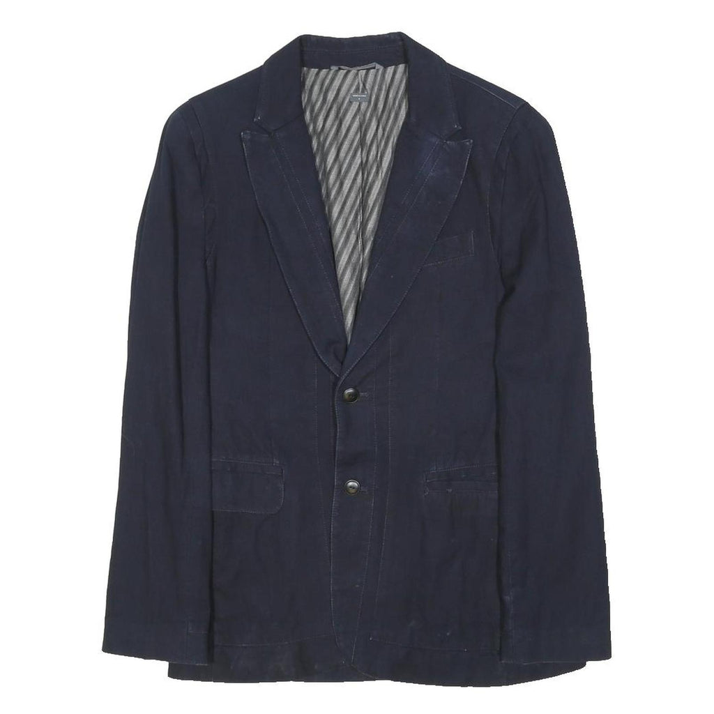 ARMANI EXCHANGE Mens Navy Blue Jacket S Cotton Plain Button Closure Casual