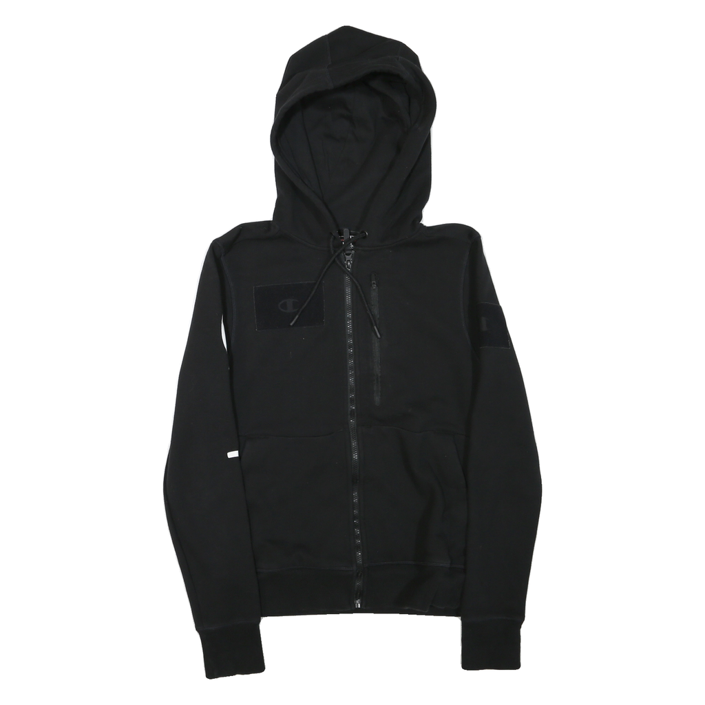 CHAMPION Mens Black Hoodie S Full Zip Cotton Blend Sports Casual