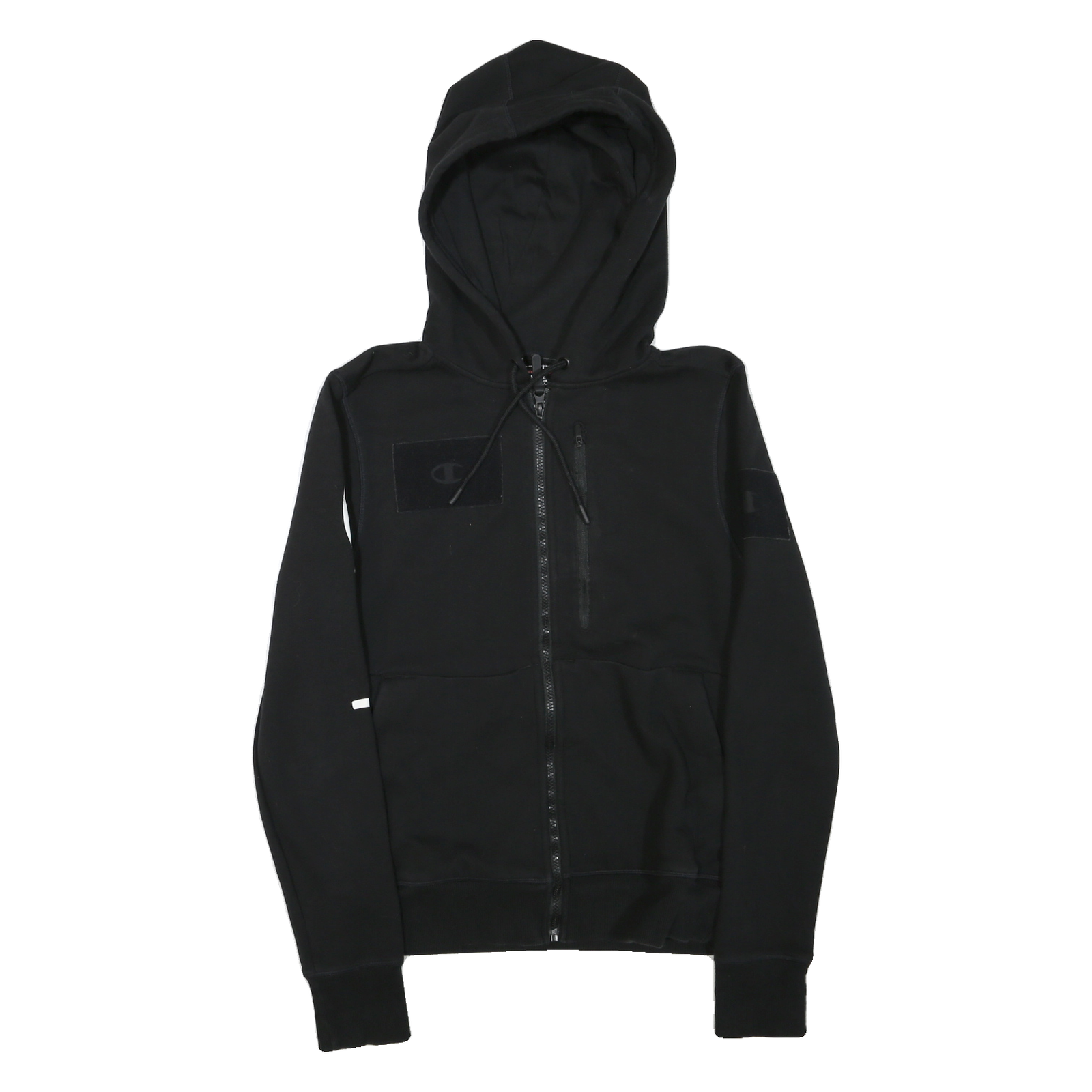 CHAMPION Mens Black Hoodie S Full Zip Cotton Blend Sports Casual