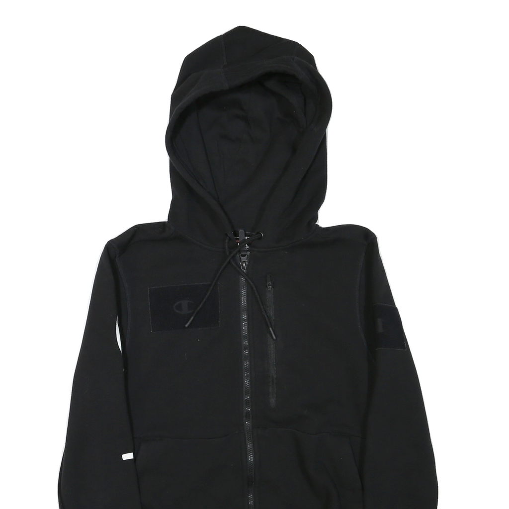 CHAMPION Mens Black Hoodie S Full Zip Cotton Blend Sports Casual