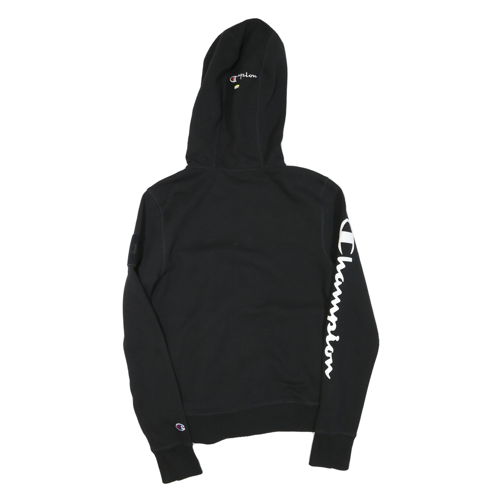 CHAMPION Mens Black Hoodie S Full Zip Cotton Blend Sports Casual