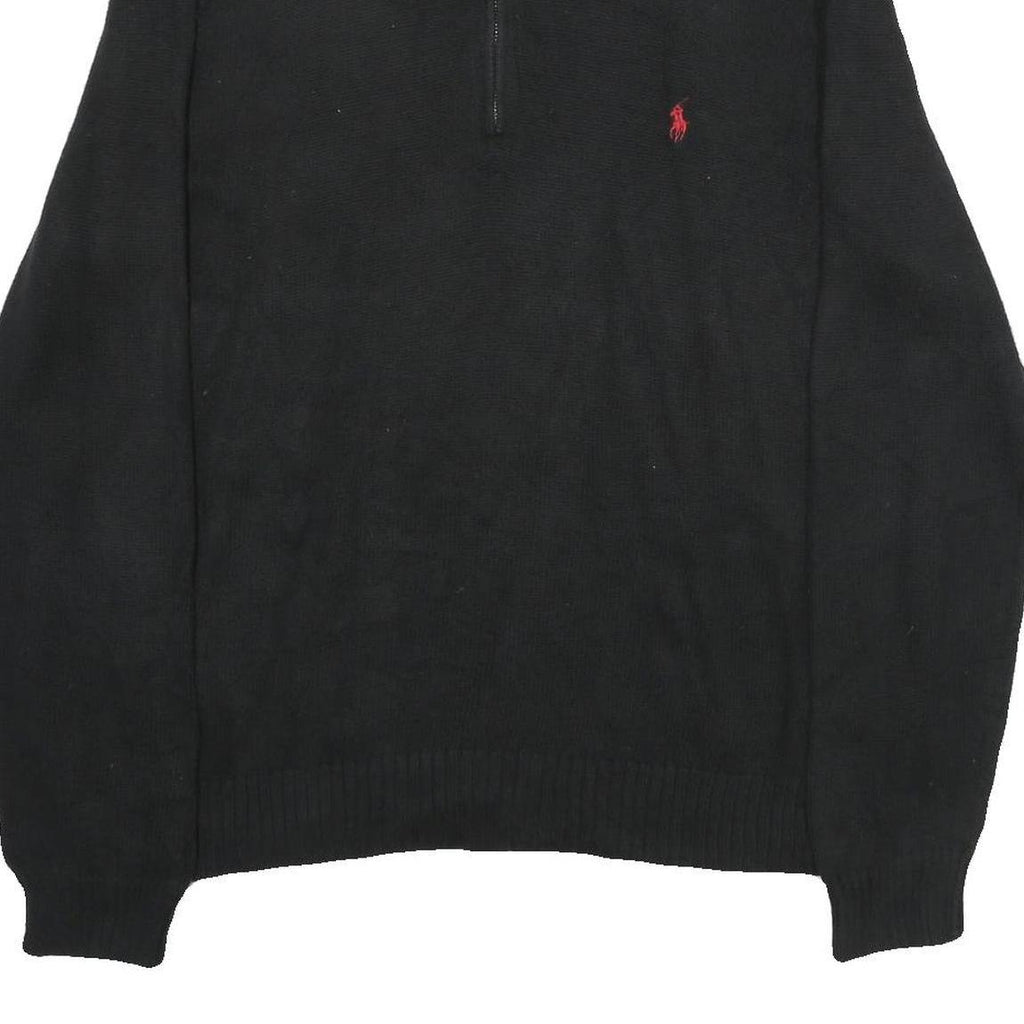 POLO RALPH LAUREN Mens Black Jumper Pullover Plain Crew Neck Basic Knit XL
