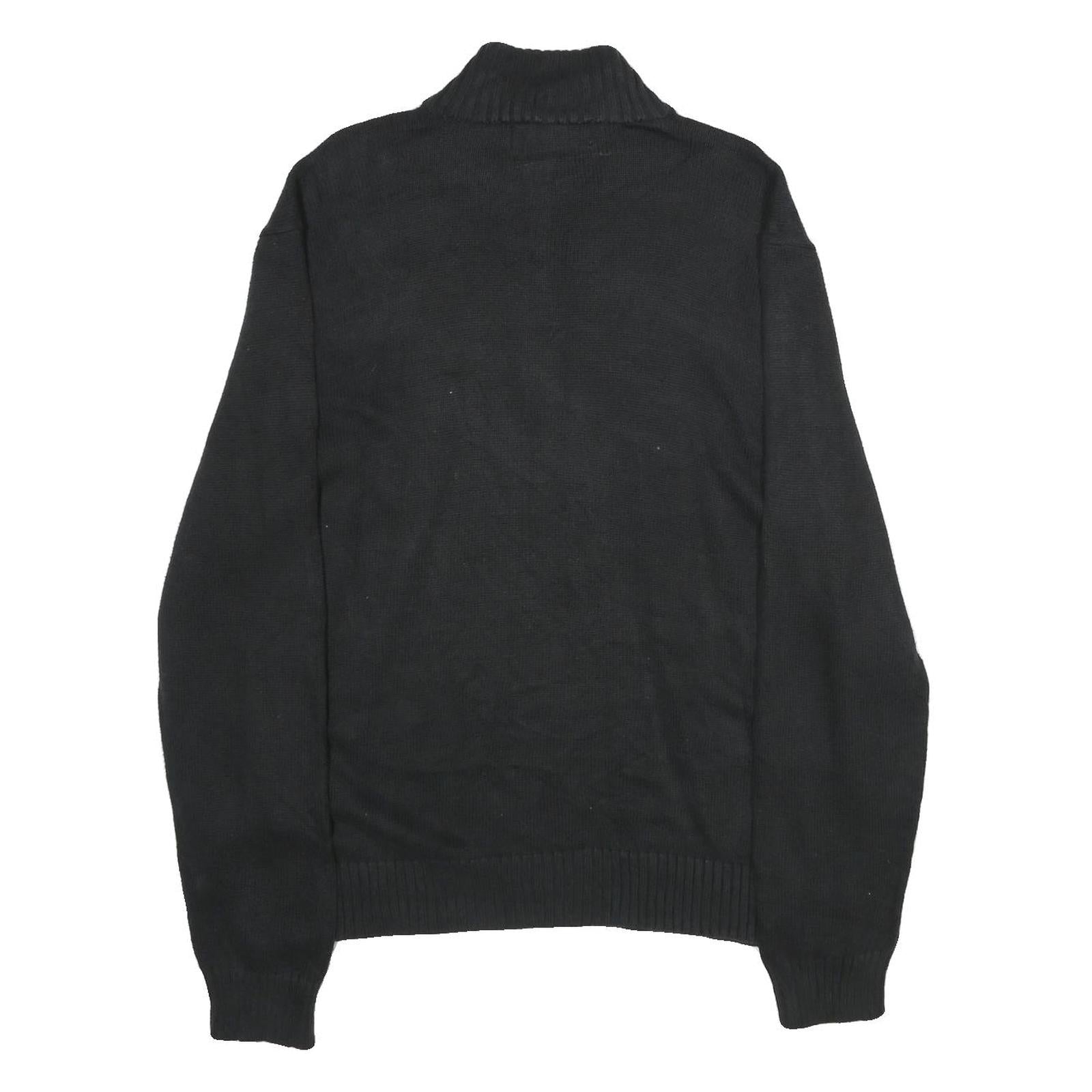 POLO RALPH LAUREN Mens Black Jumper Pullover Plain Crew Neck Basic Knit XL