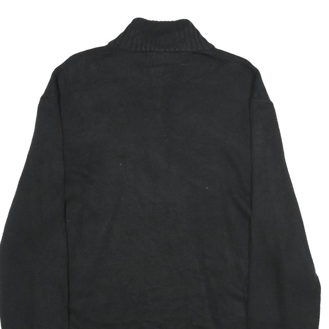 POLO RALPH LAUREN Mens Black Jumper Pullover Plain Crew Neck Basic Knit XL