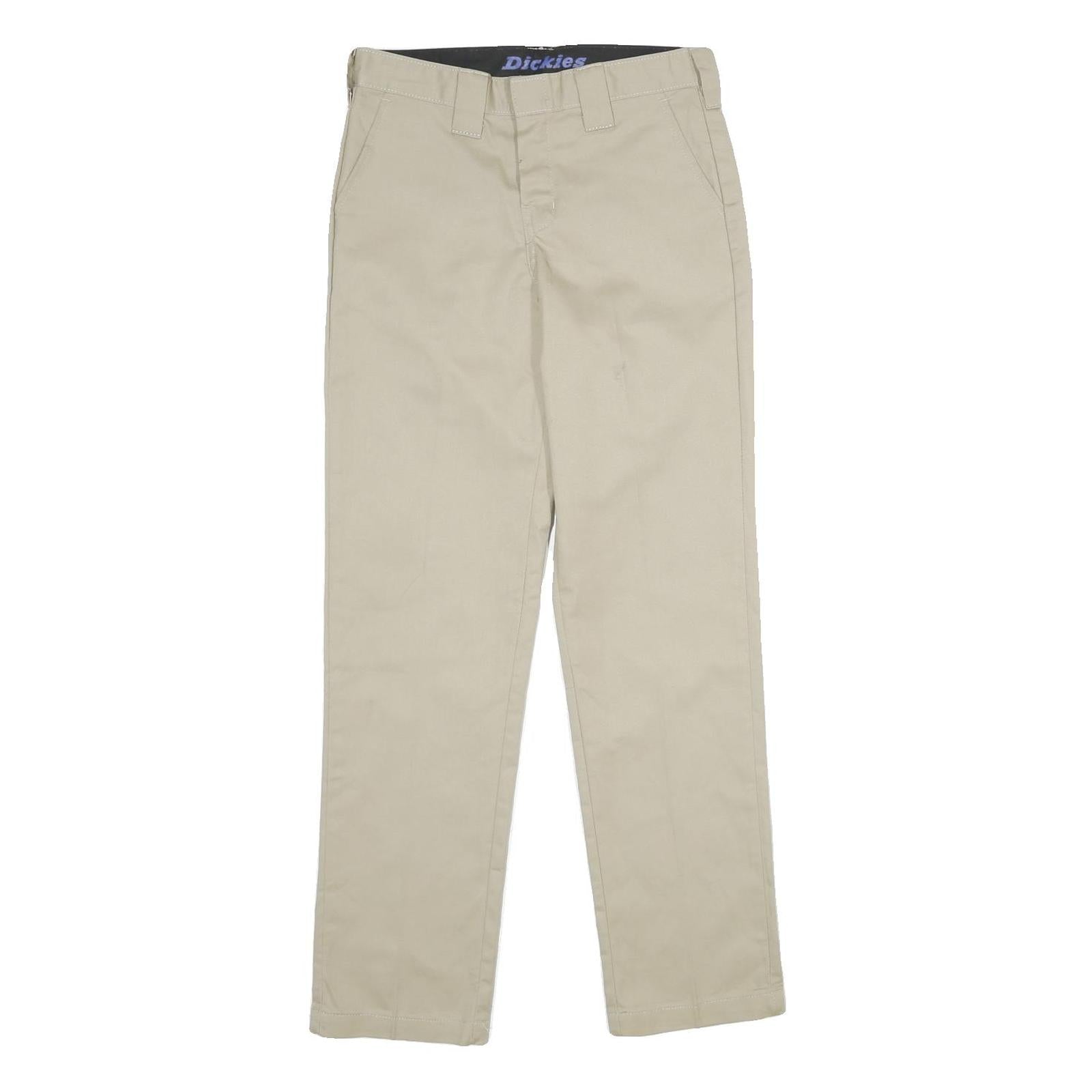 DICKIES Mens Polyester Blend Beige Regular Straight Trousers W28 L30 Workwear