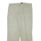 DOCKERS Mens Regular Fit Beige Cotton Blend Trousers W36 L31 Casual Zip